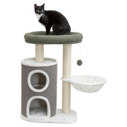 Trixie Kratzbaum Dante für Katzen in Weiß Grün Grau aus Plüsch – Bild 1 von 3