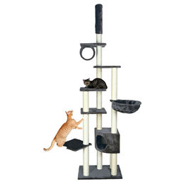 Trixie Kratzbaum Madrid deckenhoch in Platingrau mit Deckenspanner für Katzen – Bild 1 von 2