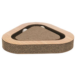 Trixie Kratzpappe für Katzen in Holzoptik mit 2 Spielbällen und Katzenminze braun 36 x 36 x 5 cm – Bild 1 von 6