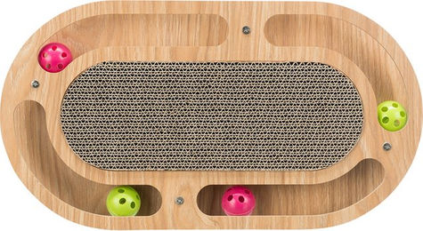 Trixie Kratzpappe für Katzen mit Katzenminze und 4 Spielbällen, oval, 46x4x25 cm – Bild 1 von 9