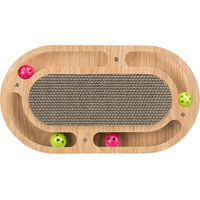 Produktbild von Trixie Kratzpappe für Katzen mit Katzenminze und 4 Spielbällen, oval, 46x4x25 cm