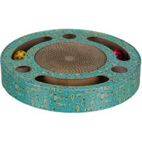 Produktbild von Trixie Kratztrommel mit Spielzeug aus Kratzpappe für Katzen Ø 33 cm Blau