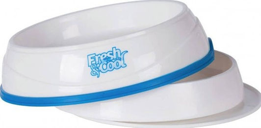 Produktbild von TRIXIE Kühlnapf Fresh & Cool Wassernapf aus Kunststoff in Weiß-Blau 1 L - 1 l