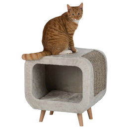 Trixie Kuschelhöhle Alicia Katzenhöhle mit Buchenholzfüßen aus Polyester in Lichtgrau/Grau-meliert 48 x 48 x 38 cm – Bild 1 von 5