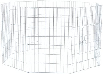 Trixie Laufstall für Welpen und kleine Hunde aus Metall in Silber – Bild 1 von 2