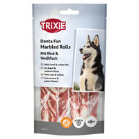 Produktbild von Trixie Marbled Beef Chewing Rolls Kausnack für Hunde mit Rind und Fisch glutenfrei Sparpaket 12 cm - 6 x 70 g