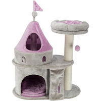 Produktbild von Trixie My Kitty Darling Castle Condo Kratzbaum für Katzen in Grau/Rosa Large mit Kratzstämmen und abnehmbarem Bett