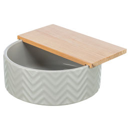 Produktbild von Trixie Nager-Sandbad Buddelkiste für Hamster, Degus und Mäuse aus Keramik und Holz grau ø 24 cm