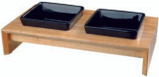 Trixie Napf-Set für Hunde aus Keramik und Holz in Schwarz und Braun 2 x 400 ml - 2 x 0,4 l – Bild 1 von 2
