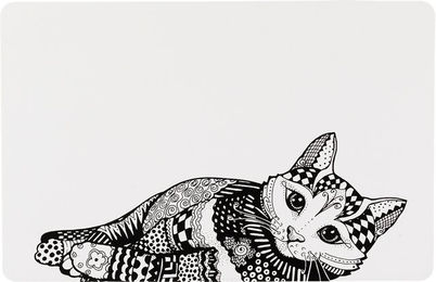 Trixie Napfunterlage Zentangle für Katzen aus Kunststoff 44x28 cm weiß grau schwarz – Bild 1 von 5