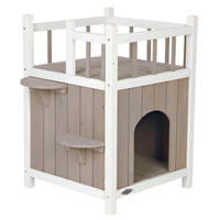 Produktbild von Trixie natura Cat's Home Katzenhaus mit Balkon grau/weiß 45x45x65cm