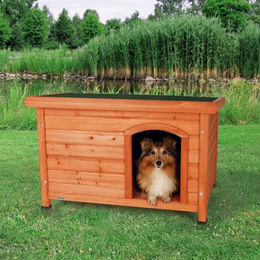 TRIXIE natura Hundehütte Classic Flachdach aus Holz braun Größe M-L wasserabweisend – Bild 1 von 11