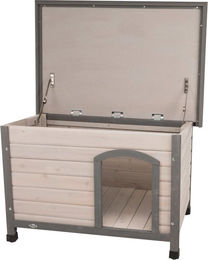 Trixie natura Hundehütte Classic Flachdach aus Holz grau S-M – Bild 1 von 5