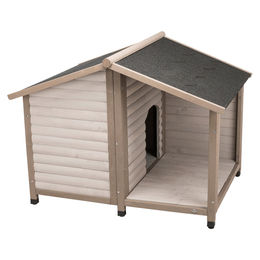 Trixie Natura Hundehütte Lodge mit Terrasse aus Holz grau Größe M/L – Bild 1 von 2