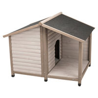 Produktbild von Trixie Natura Hundehütte Lodge mit Terrasse aus Holz grau Größe M/L