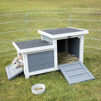 Produktbild von Trixie natura Kleintierhaus aus Holz mit 2 Eingängen für Kaninchen Meerschweinchen und Schildkröten grau/weiß 70x45x43cm