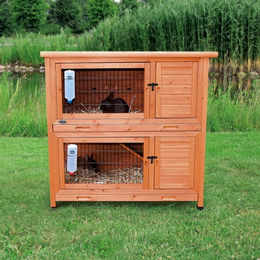 Trixie natura Kleintierstall aus Holz für Kaninchen und Nagetiere, 2 Etagen, Braun, 116 x 111 x 65 cm – Bild 1 von 3
