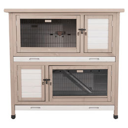 Trixie natura Kleintierstall aus Holz mit Wärmedämmung für Kaninchen und Meerschweinchen 116x113x65 cm weiß/braun/grau – Bild 1 von 2