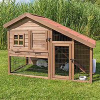 Produktbild von Trixie natura Kleintierstall mit 2-stöckigem Freilaufgehege aus Holz für Kaninchen und Meerschweinchen, 151 x 107 x 80 cm, braun