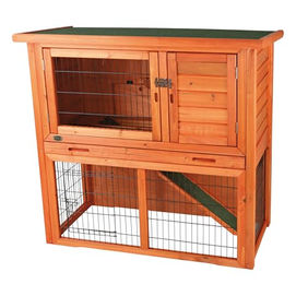 Trixie natura Kleintierstall mit Freilaufgehege für Meerschweinchen und Kaninchen aus Holz braun 104 x 97 x 52 cm – Bild 1 von 12