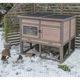 Trixie natura Kleintierstall XL mit Wärmedämmung aus Holz für Kaninchen und Meerschweinchen Grau 120 x 98 x 94 cm – Bild 1 von 7