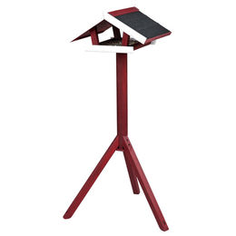 Produktbild von Trixie Natura Vogelhaus aus Holz mit Ständer rot/weiß