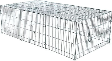 Trixie natura XXL Kleintiergehege aus Metall mit Abdeckung 216 x 116 x 65 cm silberfarben – Bild 1 von 5