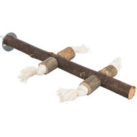 Produktbild von Trixie Natural Living Sitzstange aus Naturholz mit Spieltau für Papageien und Nymphensittiche 25 cm - 25 cm