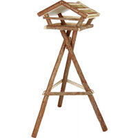 Produktbild von Trixie Natural Living Vogelfutterhaus aus Holz mit Rindenholzständer und Grasdach