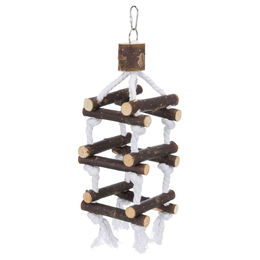 Trixie Natural Living Vogelturm aus Holz mit Tauen und Glocke für Wellensittiche und Kanarienvögel 34 cm – Bild 1 von 7