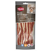 Produktbild von Trixie Premio Bacon Strips Hundesnack mit Ente und Rind glutenfrei 80 g