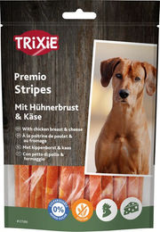 Trixie Premio Cheese Chicken Stripes Belohnungssnack für Hunde mit hohem Fleischanteil glutenfrei und ohne Zucker 3 x 100 g – Bild 1 von 2