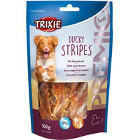 Produktbild von Trixie Premio Ducky Stripes Hundesnack mit Ente und hohem Fleischanteil ohne Zuckerzusatz 100 g - 6 x 100 g
