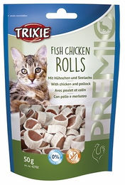 TRIXIE Premio Fish Chicken Rolls Katzen Leckerli Huhn und Seelachs 50 g - 50 g – Bild 1 von 4