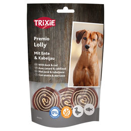 Produktbild von Trixie Premio Lolly Kausnack für Hunde mit Ente und Kabeljau glutenfrei und ohne Zucker 80 g - 3 x 80 g