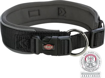 Trixie Premium Hundehalsband extra breit aus Neopren Schwarz Grau Größe L – Bild 1 von 3