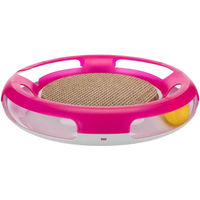 Produktbild von TRIXIE Race & Scratch Katzenspielzeug mit Kratzbrett und Spielball in Rosa 37 cm