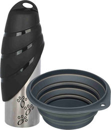 Produktbild von Trixie Reise-Set aus Edelstahl mit Trinkflasche und Reisenapf