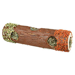Produktbild von Trixie Röhrentunnel aus Naturholz mit Heu und Ringelblumenblüten für Kaninchen 35 g - 35 g