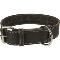Produktbild von Trixie Rustic Fettleder-Halsband Heartbeat Schwarz Größe L