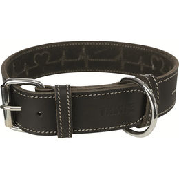 Produktbild von Trixie Rustic Fettleder-Halsband Heartbeat Schwarz Größe M - 120 g