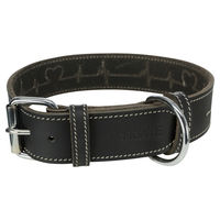 Produktbild von Trixie Rustic Heartbeat Hundehalsband aus Leder Schwarz Größe S-M 34-40 cm