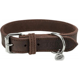Trixie Rustic Lederhalsband für kleine bis mittelgroße Hunde Dunkelbraun Größe S-M - 1 Stk. – Bild 1 von 5