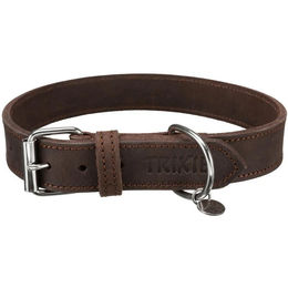 Trixie Rustic Lederhalsband für mittelgroße Hunde in Dunkelbraun Größe L – Bild 1 von 5
