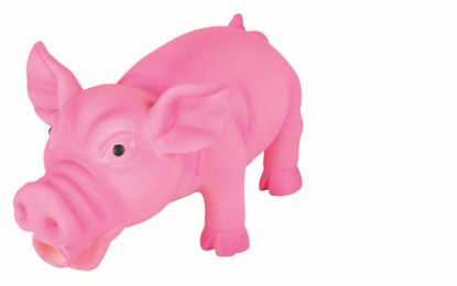 TRIXIE Schwein Quietschspielzeug aus Latex für Hunde in Rosa oder Grau 17 cm - 17 cm – Bild 1 von 1