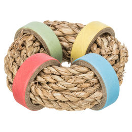 Trixie Seegras Ring mit Papierringen 8cm Knabberspielzeug für Meerschweinchen und Kaninchen – Bild 1 von 2