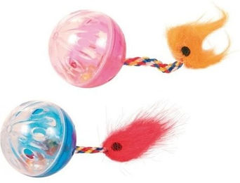 TRIXIE Set Rasselbälle mit Spielschwanz aus Kunststoff bunt 2 Stück – Bild 1 von 3