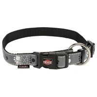 Produktbild von TRIXIE Silver Reflect Halsband für große Hunde in Schwarz/Silber/Grau mit Edelstahlverschluss Größe XL
