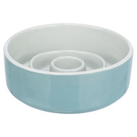 Produktbild von Trixie Slow Feeder Keramiknapf für Hunde in Grau Blau Türkis - 0,9 l
