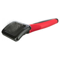 Produktbild von Trixie Softbürste für Hunde in Schwarz/Rot mit Metallborsten für alle Felltypen